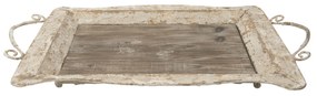 Drevený kovový servírovací podnos - 65 * 40 * 9 cm