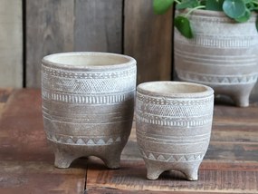 Prírodní cementový kvetináč na nožičkách Évron - Ø11*13cm