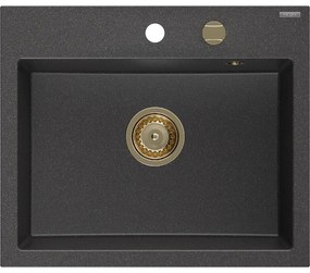 Mexen Oscar, 1-komorový granitový drez 580x490x205 mm, čierna škvrnitá, 6519581000-76-G