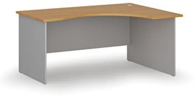 Ergonomický kancelársky pracovný stôl PRIMO GRAY, 1600 x 1200 mm, pravý, sivá/buk