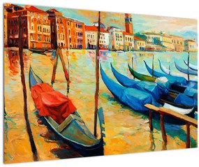 Obraz - Prístav v Benátkach (90x60 cm)
