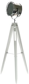 Dekorstudio Podlahová lampa TRIPOD na bielej trojnožke s chrómovaným tienidlom 153cm