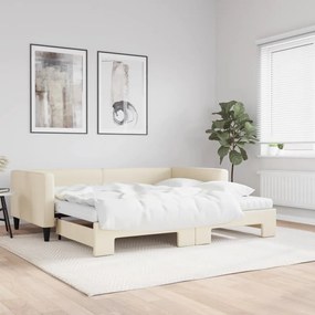 Rozkladacia denná posteľ s matracmi krémová 100x200 cm látka 3196605