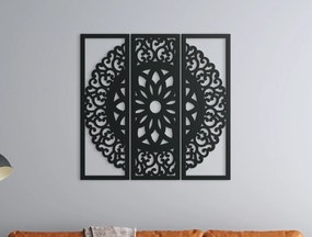 drevko 3-dielna drevená mandala Symetria Rozmer obrazu: 44,5 x 46 cm, Farba dekorácie: Čierna