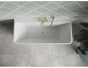 Mexen Volta, voľne stojaca nástenna vaňa 170 x 75 cm, biela-čierna, zlatý matný prepad, 51131707575-55