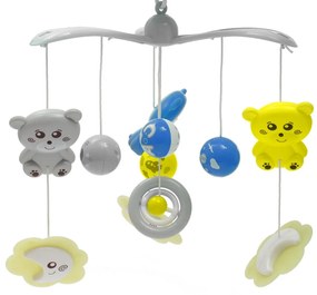 Kolotoč nad postieľku so svetelným projektorom Baby Mix sivý