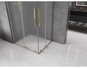 Mexen Velar L Duo, sprchový kút s posuvnými dverami 100 x 90 cm, 8mm sklo námraza, zlatá lesklá, 871-100-090-02-33-50