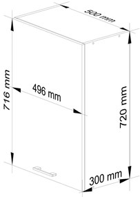 Závěsná kuchyňská skříňka Olivie W 50 cm bílo-červená