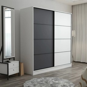 Šatníková skriňa Linea s dostatkom úložného priestoru 190 x 180 x 52 cm, bielo - antracitová
