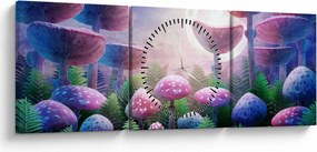 Obraz - Huby pri splne, grafika (s hodinami) (90x30 cm)
