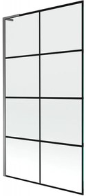 Mexen Next L, 1-krídlová vaňová zástena 100 x 150 cm, 6mm číre sklo-čierny vzor, grafitový profil, 895-100-000-03-77-95