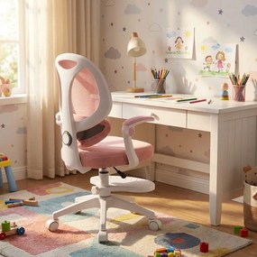 Detská otočná stolička Neoseat JUNI 009 s podnožou — látka, ružová