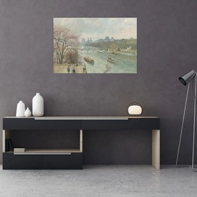 Obraz - Camille Pissarro, The Louvre, Afternoon, Rainy Weather, reprodukcia (90x60 cm)
