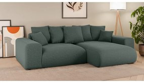 Tmavozelená rozkladacia rohová pohovka s úložným priestorom (variabilný roh) Luma – Ropez