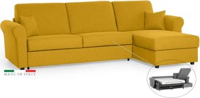 Rohová sedacia súpravana každodenné spanie SAVONA s rozkladom, žltá (penelope 08), 140