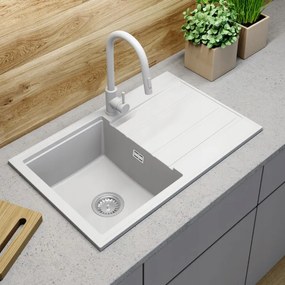 Gamma Modern 8050, 1-komorový granitový drez 790x500x210 mm, biela, GMA-ZM-8050-WH