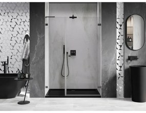 Mexen Lunar-B, L výklopné pravé sprchové dvere 145 cm, 8mm číre sklo, brúsený grafit profil, 832SL-145-050-66-00-P