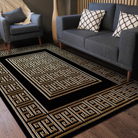 Dywany Łuszczów, Kusový koberec Allure 1968 black/gold, 160x220, čierna, kancelária