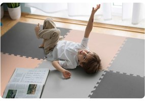Duża mata piankowa puzzle Ricokids 180x180cm 9 szt szaro-brzoskwiniowa