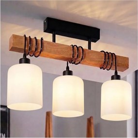 BRILAGI - Prisadený luster WOOD GLASS 3xE27/60W/230V borovica/čierna/biela
