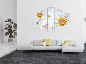 Obraz - Kompozícia s kvetmi a motýľmi (150x105 cm)