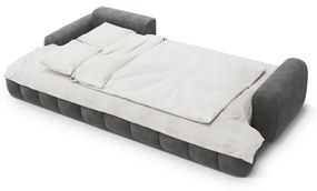 Sivá zamatová rozkladacia/s úložným priestorom rohová pohovka (ľavý roh/s leňoškou) Linz – Cosmopolitan Design