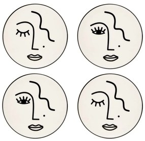Súprava 4 porcelánových táciek Sass &amp; Belle Abstract Face
