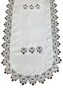 Oválny biely obrus zdobený krajkou Šírka: 60 cm | Dĺžka: 120 cm