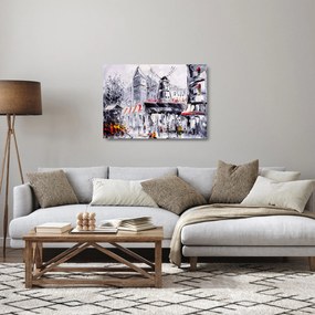 Sklenený obraz - Ulica v Paríži, olejomaľba (70x50 cm)