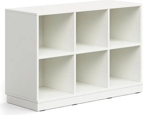 Úložná skrinka CASPER, 6 priehradiek, so soklom, biela
