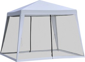 Pavilón Outsunny záhradný stan s moskytiérou, vodeodolný, kov + polyester, šedý 3 x 3 m | Aosom