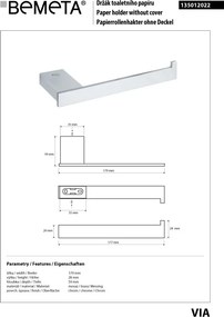 Bemeta Design VIA: Držiak toaletného papiera - 135012022