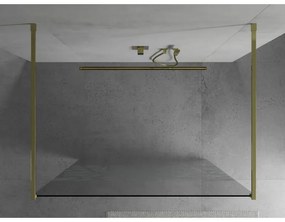 Mexen Kioto, priechodná sprchová zástena 110 x 200 cm, 8mm sklo číre/biely vzor, 2x zlatá stabilizačná rozpera, 800-110-002-50-85