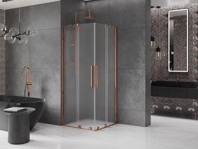 Mexen Velar Duo, sprchový kút s posuvnými dverami 80 x 80 cm, 8mm sklo námraza, ružové zlato, 871-080-080-32-60