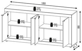 Komoda RUNEA tmavohnedá/antracit