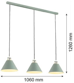 Argon 6177 - Luster na lanku ORTE 3xE27/15W/230V zelená