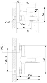 Invena Bralos, nástenná vaňová batéria, chrómová, INV-BW-07-001-A