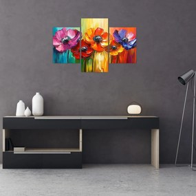 Obraz - Päť pestrofarebných kvetov (90x60 cm)