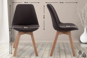 Stolička Borne V2 - látka, drevené nohy natura - Tmavo sivá