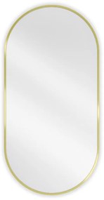 Mexen Loft, oválne kúpeľňové zrkadlo 100 x 50 cm, farba rámu zlatá lesklá, 9851-100-050-000-50