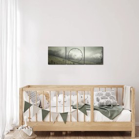 Obraz krajiny pred búrku (s hodinami) (90x30 cm)