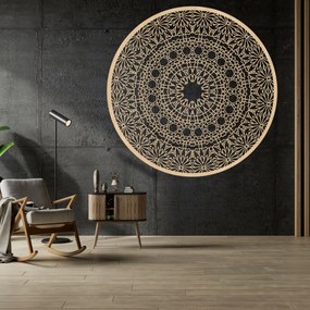 Luxusná drevená mandala na stenu 3D dekorácia do interiéru | HELA: HDF - Orech 30 cm 4341-79186 HDF0342