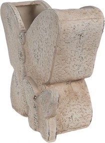 Béžový antik cementový kvetináč motýľ Butterfly - 24*10*19 cm