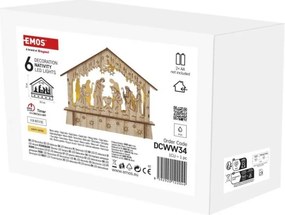 Drevený LED vianočný betlehem s časovačom Bethle 15 cm teplá biela