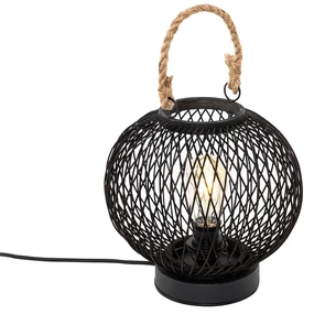 Rustikálna stolná lampa pre exteriér čierna ratan - Calamus