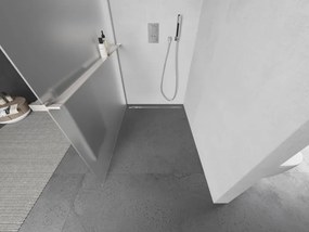 Mexen Kioto+ L, sprchová zástena Walk-In s poličkou a vešiakom 80 x 200 cm, 8mm sklo námraza, brúsená oceľ profil, 800-080-123-97-30