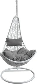 Závesné kreslo ELEGANT biele / tmavosivé FAT1167