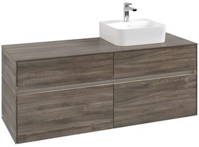 VILLEROY &amp; BOCH Collaro závesná skrinka pod umývadlo na dosku (umývadlo vpravo), 4 zásuvky, s LED osvetlením, 1400 x 500 x 548 mm, Stone Oak, C102B0RK