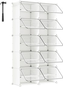 XXXLutz REGÁL NA TOPÁNKY, biela, priehľadné, 83/156/32 cm - Online Only drobný nábytok - 002543059801