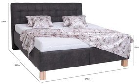 Čalúnená posteľ s matracom a úložným priestorom VIOLET 160x200 cm tmavosivá